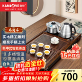 金灶（KAMJOVE）鸡翅木实木茶具套装烧水壶茶具茶盘套装茶台烧水壶一体式 K-185 搭配F9茶炉+茶具+茶渣桶
