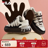 斐乐 斐乐官方女鞋CARROT摩登板鞋萝卜鞋休闲厚底鞋子女 初雪白/黑-PB 36.5