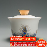 容山堂珐琅彩陶瓷主人杯单杯品茗杯公道杯茶漏三才盖碗茶杯高档功夫茶具 金丝珐琅盖碗