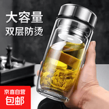加厚透明鹅蛋玻璃水杯耐高温泡茶双层隔热加厚大容量玻璃杯350ml 钢本色鹅蛋杯【两只】