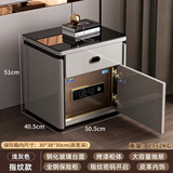 虎牌保险柜家用型床头柜保险箱一体隐藏式智能小型多功能一体床边保管柜钢化玻璃台面防盗防搬走保险柜 特价款 浅灰色 (全钢内柜实木抽屉+钢化玻璃台面） 指纹款（指纹/远程临时秘钥/密码/钥匙）