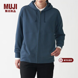 MUJI MUJI 男女通用 紧密编织毛圈 拉链连帽衫 休闲外套 无性别 卫衣 烟熏蓝色 XXS -XS(150/72A)