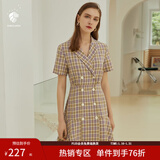 范思蓝恩正式气质通勤连衣裙女夏季收腰显瘦面试西装裙 紫罗兰格 XL