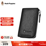 暇步士（Hush Puppies）钥匙包男士多功能高端车钥匙包植鞣牛皮钥匙扣卡包零钱真皮收纳包 黑色·植鞣皮