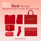 红豆（Hodo）本命年红色内衣结婚礼物秋衣秋裤男女秋冬马年礼盒保暖内衣套装 男士（薄圆领内衣+1内+1袜子） XL (175) 男士