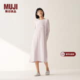 MUJI女式 柔软针织家居连衣裙 长袖睡裙女宽松家居服秋季 FD33CC5A 烟熏粉色 S -M (160/84A)
