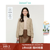 茵曼（INMAN）轻薄简约无领短款羽绒马甲女士2025新款可内搭可外穿薄款外套 卡其色 M
