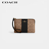 蔻驰（COACH）【品牌直供】女士手拿包手腕包拉链款小号棕黄色CW854礼物送女友