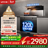 优盟（UM）集成灶一体式750mm小户型家用大吸力侧吸下排自清洁小尺寸抽油烟机燃气灶套装JJZT-UJ257