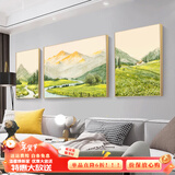 瑞尚（RUISHANG） 轻奢客厅装饰画大气抽象沙发背景墙挂画现代简约别墅三联画 背有靠山 40*60+中80*60晶瓷面金框