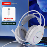 联想（Lenovo) E03电脑游戏耳机头戴式耳麦 笔记本台式电脑网课学习话务电竞游戏耳机耳麦听声辩位 USB接口台式笔记本电脑通用（白色）