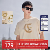 卡宾【凉感索罗那】男装晕染印花T恤LOGO短袖 亚麻色 XL