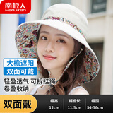 南极人遮阳帽渔夫帽女海边沙滩帽户外帽太阳帽文艺帽子女防晒帽 米色