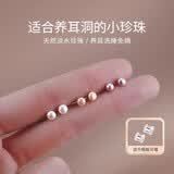 DAISY DREAMS999银彩色淡水珍珠耳钉女养耳洞睡觉免摘耳环小众高级耳饰 4mm白色淡水珍珠【999银】