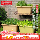 爱丽思（IRIS）种菜盆蔬菜种植箱塑料菜盆特大号阳台种菜神器户外花箱种花菜盆 【1个】中(50cm长)绿色 送隔网