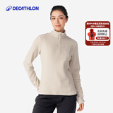 迪卡侬（DECATHLON）户外透湿抓绒女加厚摇粒绒抓绒衣保暖外套冲锋衣内胆MH100 半拉链-淡咖色 S