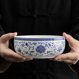 琦轩源羊脂玉青花瓷茶洗家用功夫茶具配件茶桌洗杯碗大号建水陶瓷水盂