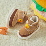 B.Duck小黄鸭童鞋儿童棉鞋冬季男女童家居棉靴保暖舒适短靴5902棕色24