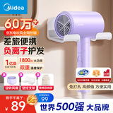 美的吹风机【折叠便携】大功率家用吹风机负离子恒温护发出差便携电吹风宿舍可用节日生日母亲节礼物 【加配免打孔支架+实用收纳袋】