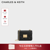 CHARLES&KEITH拼接菱格链条单肩斜挎小方包包女包生日情人节礼物CK2-80701360 CK2-80701360Black黑色 S