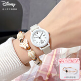 迪士尼（Disney）手表女简约小圆盘带日历石英表初高中学生女孩防水手表新年礼物