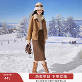 香影【猫猫绒】牛角扣麂皮绒短外套女秋冬小个子皮毛一体仿生皮草 驼色 W834004 L