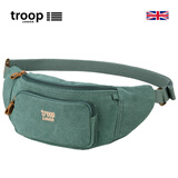 Troop男帆布腰包运动挎包胸包男复古手机运动腰包欧美户外斜跨帆布包 中号湖水绿244升级