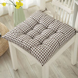 杞沐椅垫学生冬季坐垫带绑带办公室久坐椅子榻榻米加厚板凳屁股垫 格子(棉麻方形) 40*40(加厚)