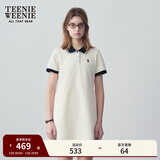 Teenie Weenie小熊夏季撞色Polo休闲通勤简约白色连衣裙时尚收腰短裙女 乳白色 S (160)