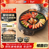 美的（Midea）电饼铛家用双面加热煎烤机烙饼锅三明治早餐机蒸汽嫩烤不沾锅电烤盘加深加大烤肉大尺寸煎烤盘3023