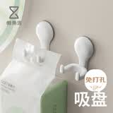 懒角落吸盘双头挂钩免打孔钉粘钩衣服纸巾厨房浴室卫生间抽纸厕所贴无痕