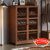 安尔雅新中式鞋柜门口简易鞋架家用收纳透气大容量多层玄关柜 双门款