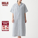 MUJI MUJI 女式 法国亚麻水洗 五分袖开襟连衣裙 BCL08C0S