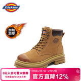 Dickies女士马丁靴高帮时尚情侣靴百搭工装靴女 土黄-加绒 女款-37 