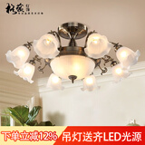 格蕴美式吊灯简约大气客厅灯欧式田园古铜餐厅卧室灯北欧复古灯具 青古铜色8头*全光谱护眼