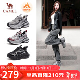 骆驼（CAMEL）银月户外复古老爹鞋厚底休闲鞋 L24A283742R 黑/银(加绒) 36