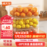 禧天龙冰箱保鲜盒食品级冰箱收纳盒塑料密封盒蔬菜水果冷冻盒 7.3L 3个
