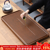 唐丰高端茶盘家用轻奢现代电木纹排水茶台茶具接水管排水式功夫茶托盘 直条茶盘70x32
