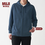 MUJI MUJI 男女通用 紧密编织毛圈 拉链连帽衫 休闲外套 无性别 卫衣 烟熏蓝色 XXS -XS(150/72A)