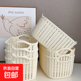 京东物流 桌面收纳筐仿藤编储物篮杂物收纳筐桌面置物篮收纳神器 1个装