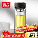 富光 男女士双层玻璃杯 水杯 支持团购定制 304杯子泡茶杯400ML黑