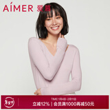 爱慕（Aimer）【牛奶系】女保暖上衣红色保暖吸湿排汗本命年秋衣AM726653 紫色L5B M (165)