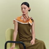 万事利桑蚕丝真丝丝巾礼盒女妈妈女友闺蜜生日礼物送礼方巾玉兰赋 双面印花中方巾-玉兰赋卡其 63cm