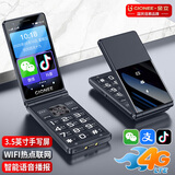 金立（Gionee）3.5英寸触屏手写安卓翻盖智能老年手机微信抖音视频4G全网通大字大声学生老年人专用V16D 黑色