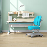 光明园迪（GMYD） 儿童学习桌椅套装可升降学生书桌可调节多功能写字桌椅诚者F120 诚者F120冰海蓝+V7-2卡其+蓝椅套