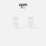 APM Monaco三层圈形耳环不对称高级设计银耳饰珠宝送女友情人节礼物