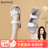达芙妮（DAPHNE）凉鞋女平底学生魔术贴孕妇运动2025年新款夏季沙滩鞋少女外穿 米红色 37 标准码