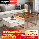 罗森（LUOSEN）客厅网红岩板茶几桌 轻奢简约家用小户型正方形玻璃茶几组合  款2