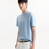杰克·琼斯（JACK&JONES）26年男装四季打底T恤男士凉感透气多色情侣款短袖t恤水洗不易走形 浅蓝色A43 M 175