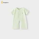 童泰（TONGTAI）婴儿短袖连体衣夏季纯棉儿童衣服宝宝开裆哈衣爬服睡衣绿色73cm